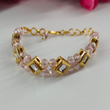 Kundan & Pink Crystal Beads Bracelet