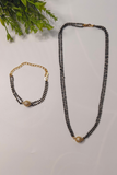 Double Chain American Diamond Ball Mangalsutra & Handmangalsutra Combo Set