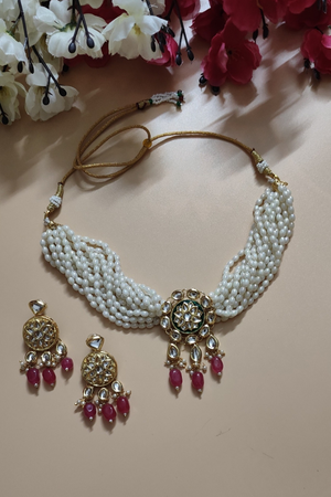White Pearl & Kundan Choker Set