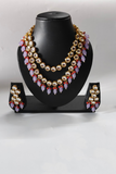 Purple & Red 2 layer Kundan Necklace Set