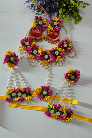 Pink & Yellow flower Jewellery