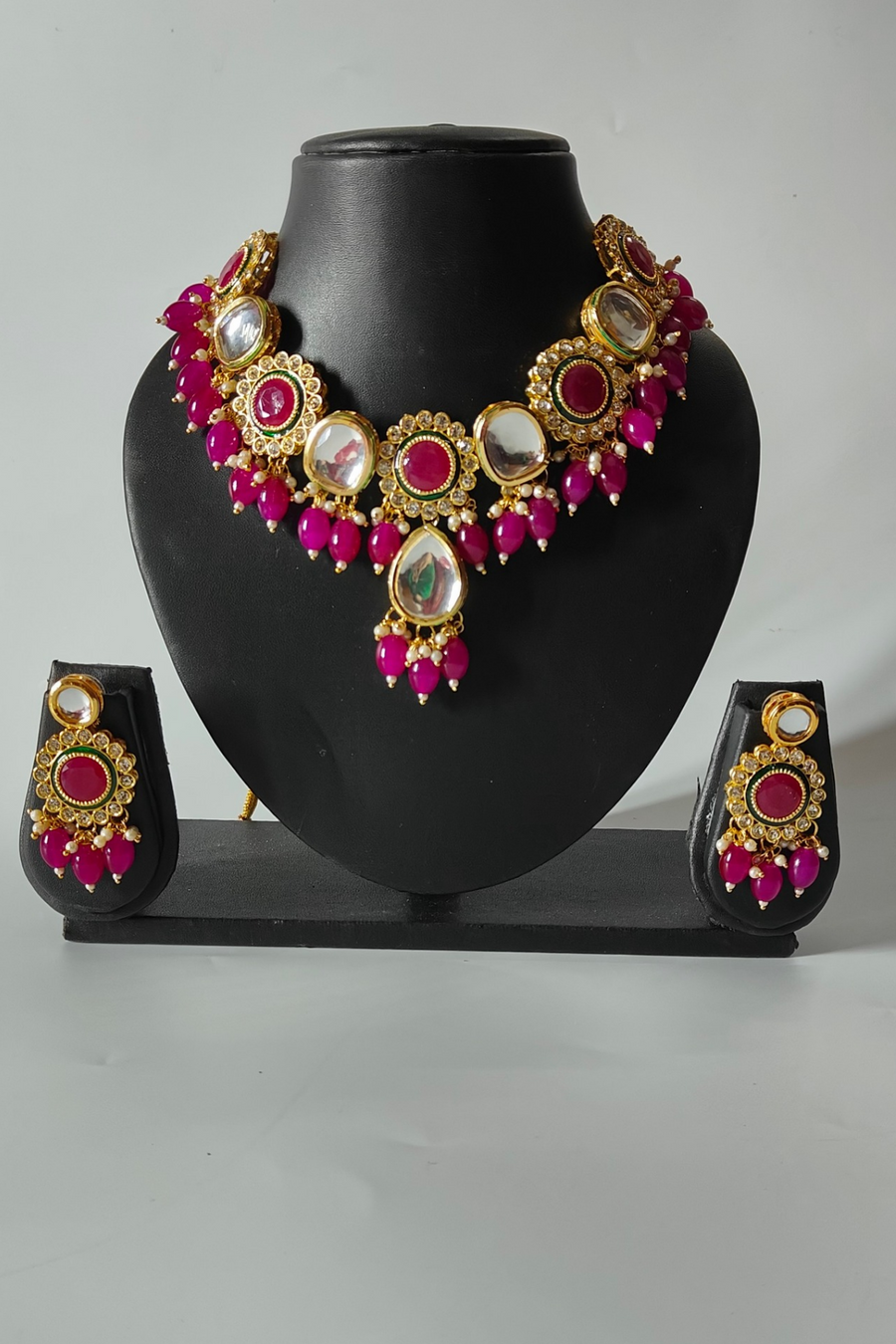 Pink Kundan Necklace Set