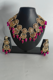 Pink Kundan Studded Necklace Set