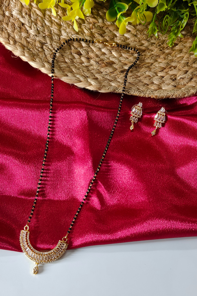 American Diamonds Gold Plated Single Chain Short Mangalsutra