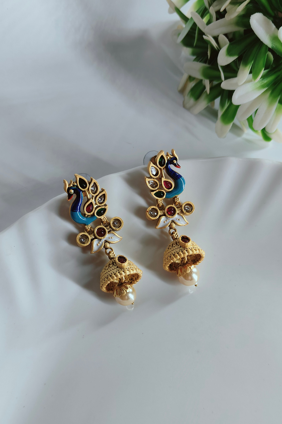 Peacock Brass Jhumka