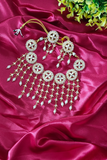 White Pearl Kundan Necklace Set with Kundan Hangings