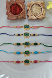 5 Different Colour Krishna Rakhi Combo