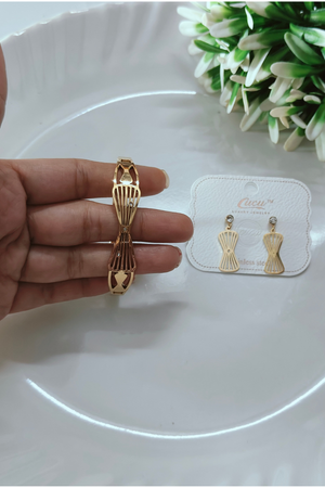 Antitarnish Charm Bow Bracelet with Earrings