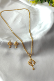 Swarna Sutra Gold Plated Chain Pendant Set with Earrings
