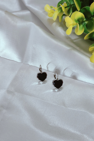 Black Beauty Heart Earring Stud