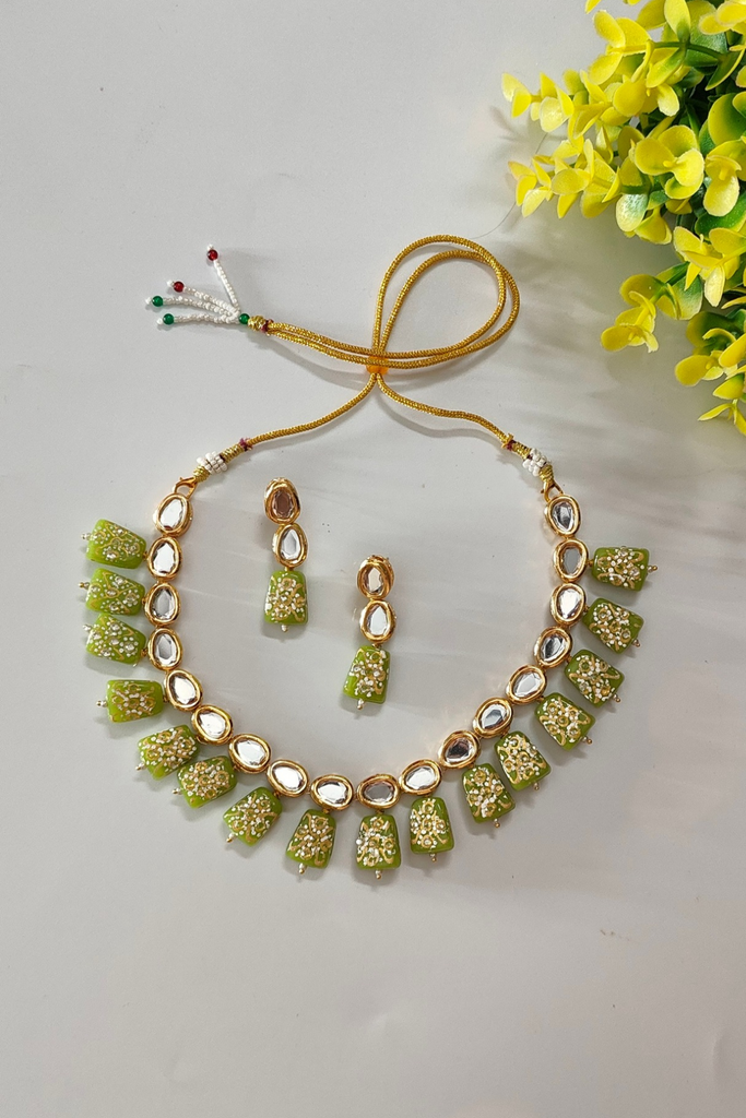 Green Kundan Necklace Set