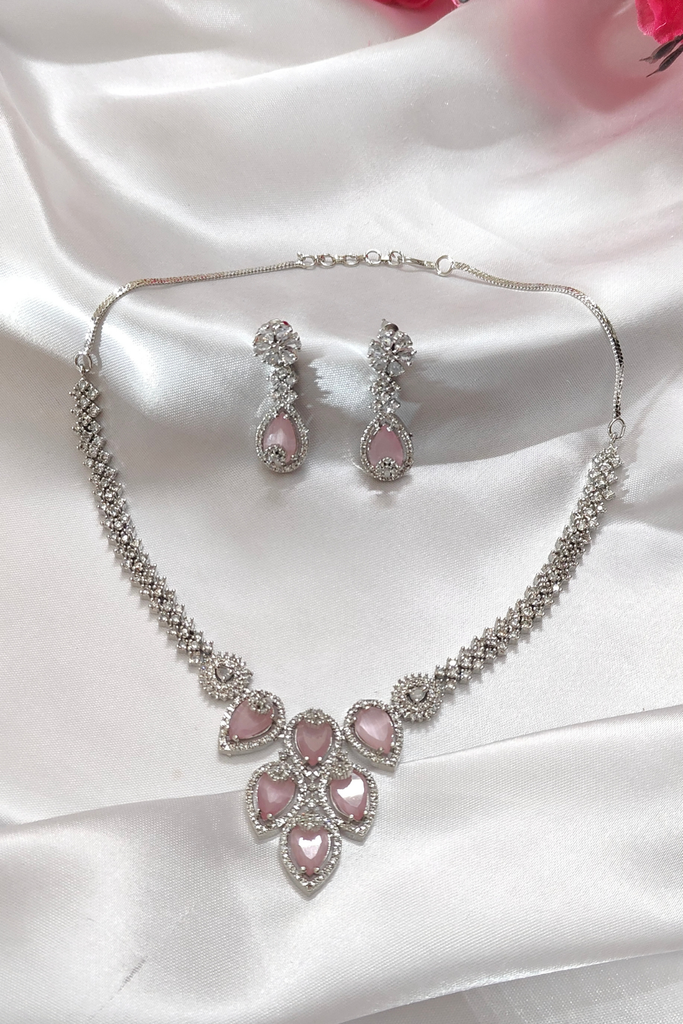 Pink Blossom Diamond Necklace set
