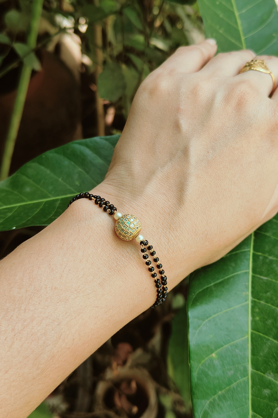 Gracefull American Diamond Ball Charm Adjustable Handmangalsutra