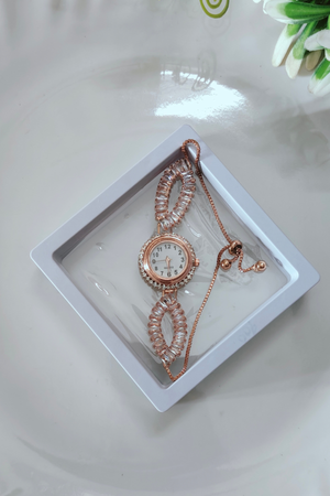 Double Diamond Chain Adjustable Bracelet Watch