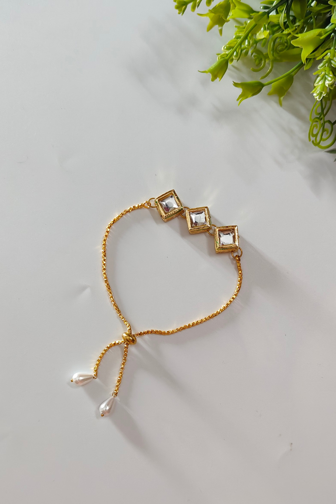 Kundan Reversable Bracelet with Adjustable Chain