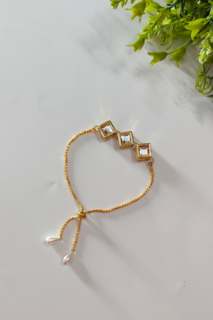 Kundan Reversable Bracelet with Adjustable Chain