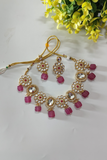Pink Polki Kundan Necklace set
