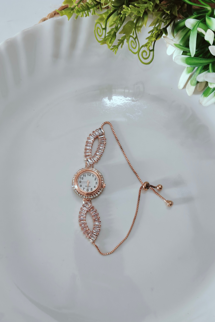 Double Diamond Chain Adjustable Bracelet Watch