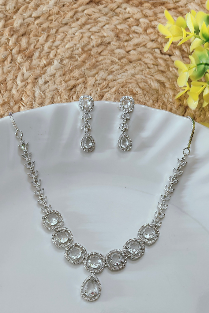 Shimmer Shine Diamond Stone Necklace set