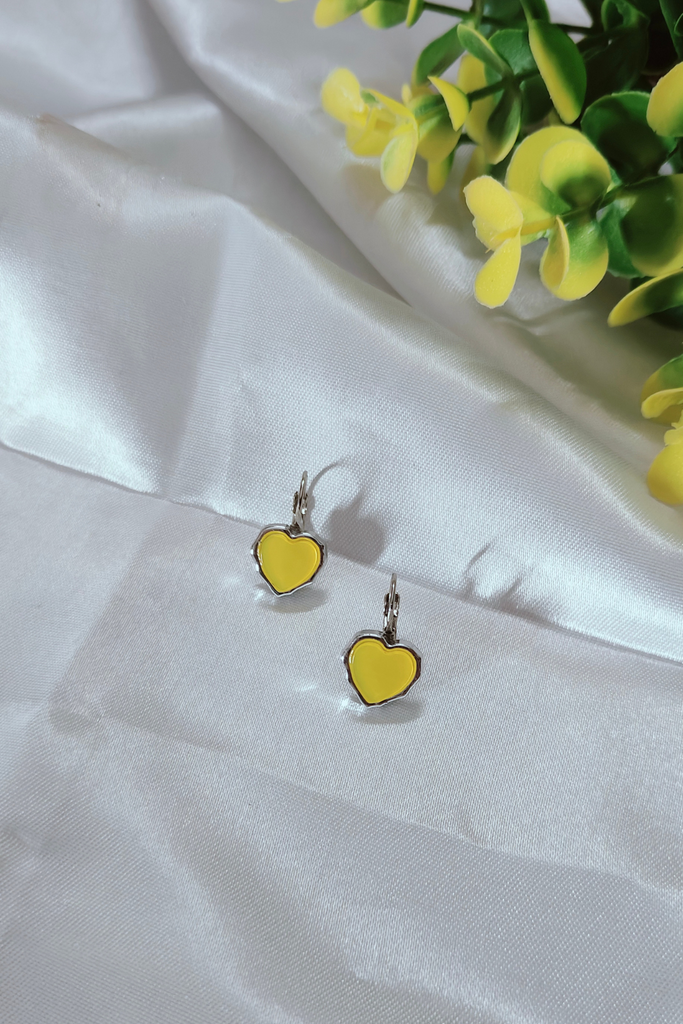 Yellow Sunshine Glow Heart  Earring Studs