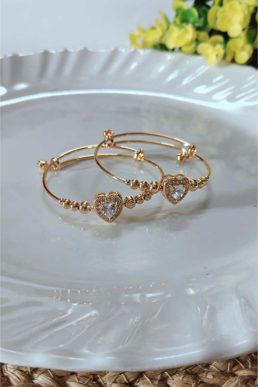 Antitarnish Heart Stone Bangles pack of 2