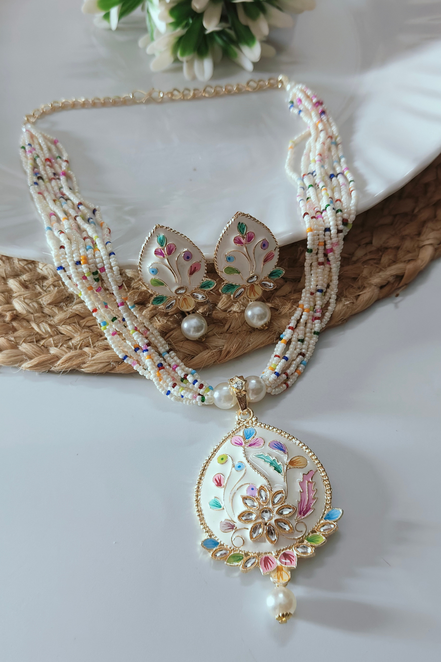 Multicolour long Pendant set