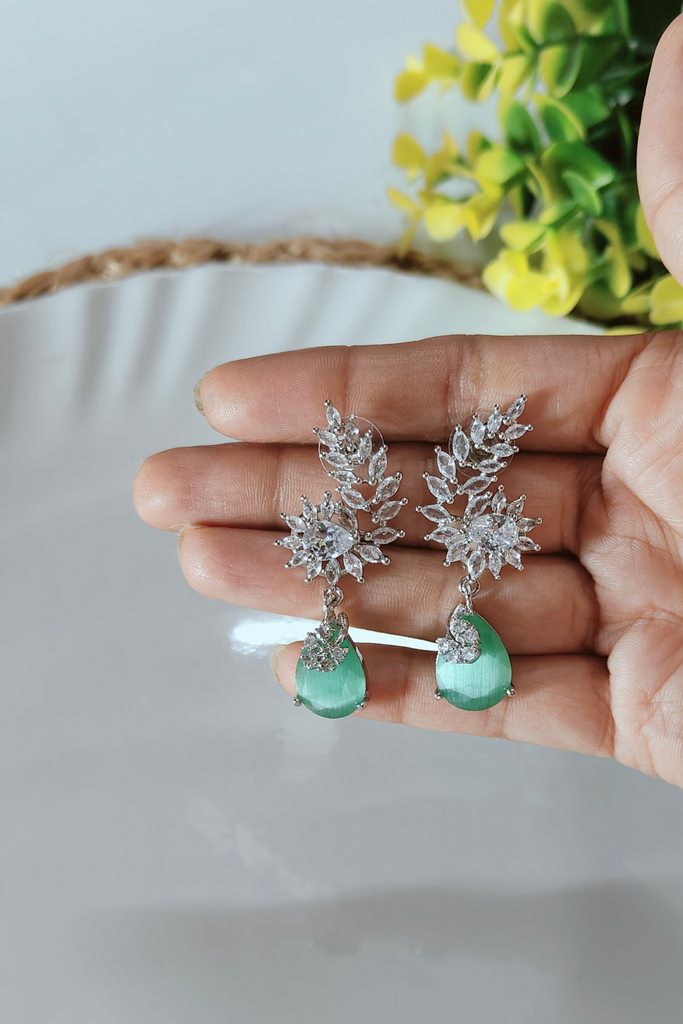 Emerald Green Royal Diamond Earrings