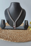Gleaming Pink Stone AD Necklace