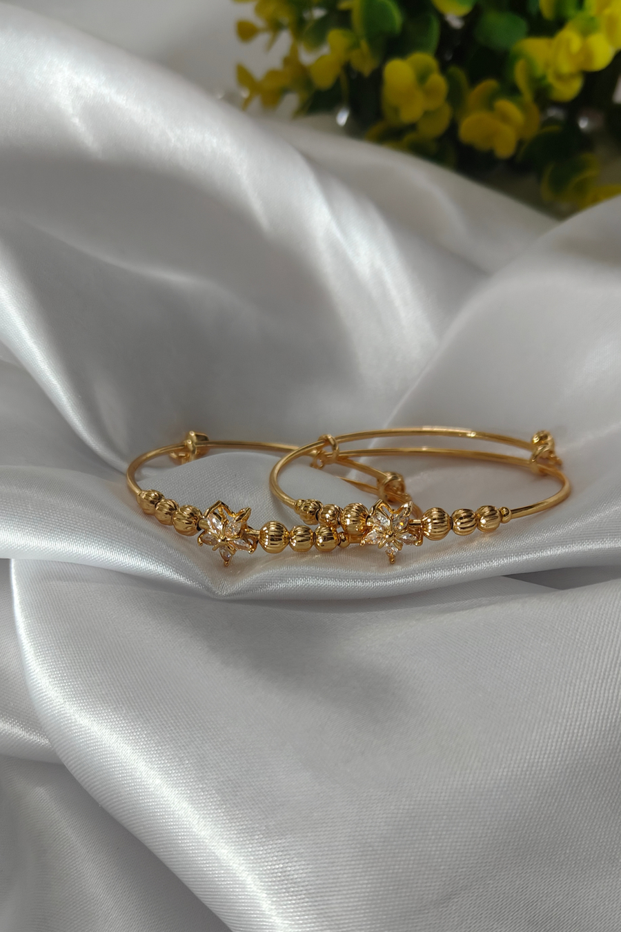 Star Charm Gold Plated Antitarnish Adjustable Bangles