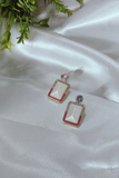 Pink Sparkling Square Stone Earrings