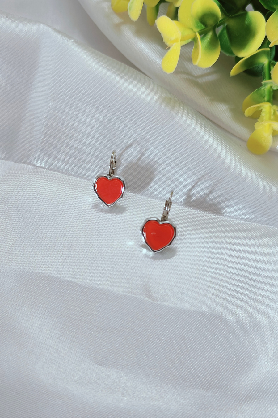Red Eternal love Heart Studs
