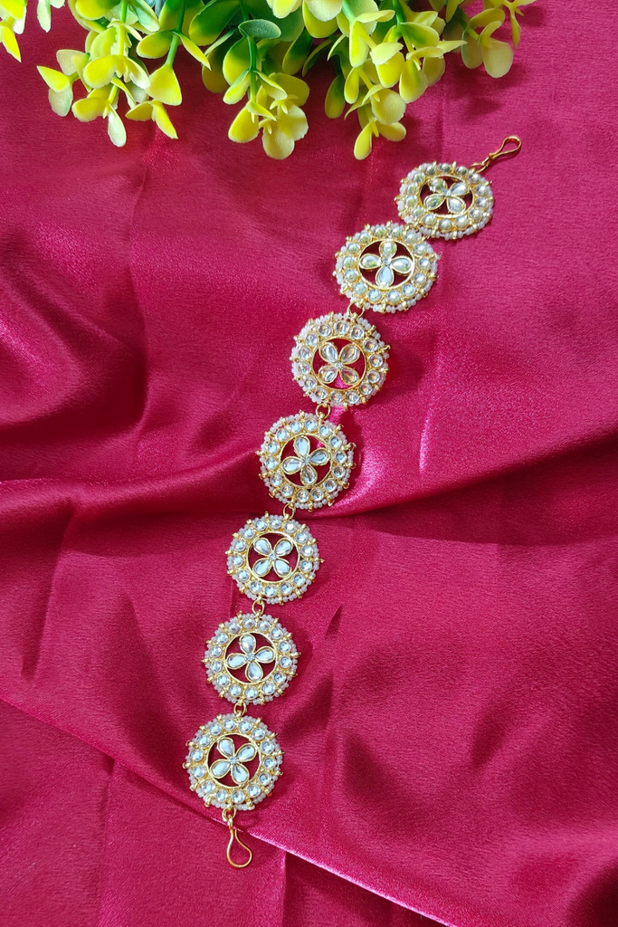White Kundan Mathapatti