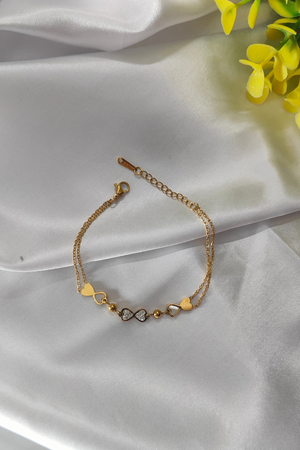 Double Heart Charm Chain Bracelet