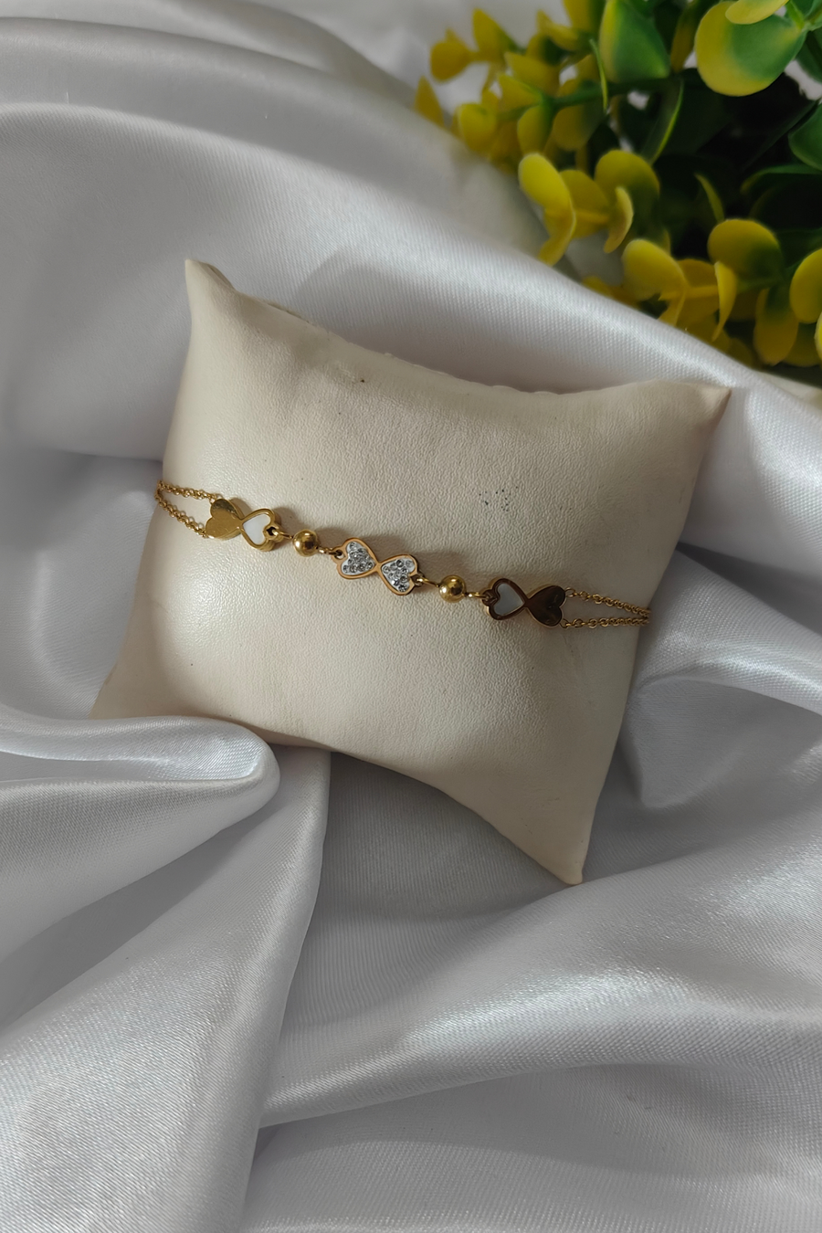 Double Heart Charm Chain Bracelet